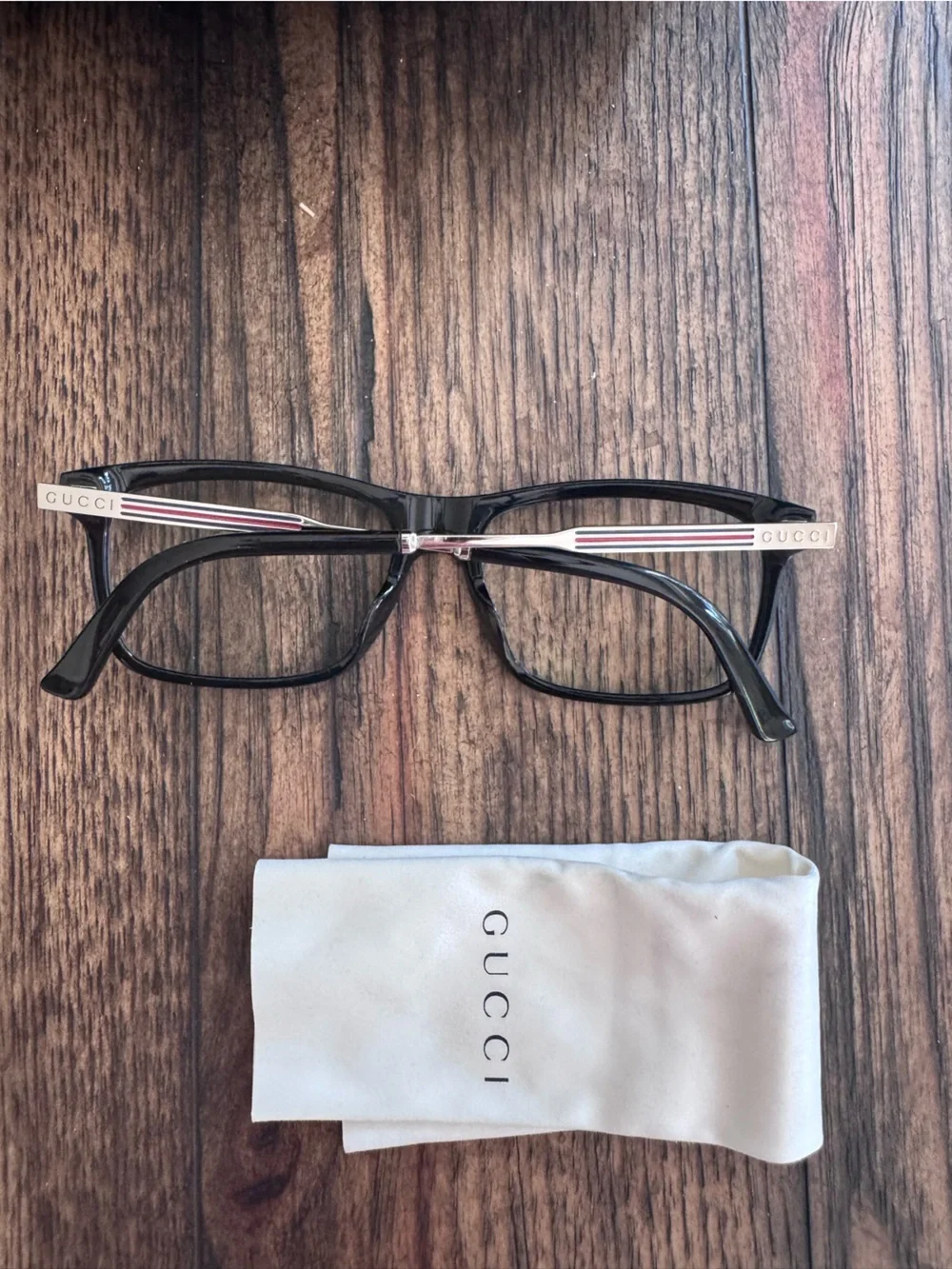 Gucci Eyeglasses Frames GG 003020 0Z 54x16x150 Black w/ Silver Red Green Striped